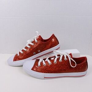 Converse All Star Low Red Glitter Sneakers Junior 6 Women 6 Chuck Taylor Sparkle